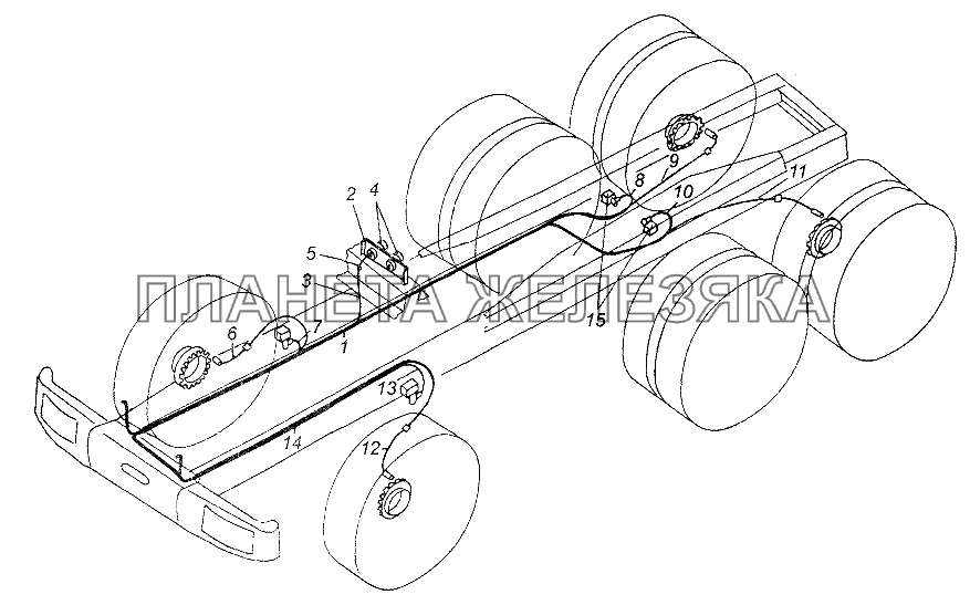 Электрооборудование АБС тормозов и пневмоподвески по шасси МАЗ-64226 МАЗ-54326